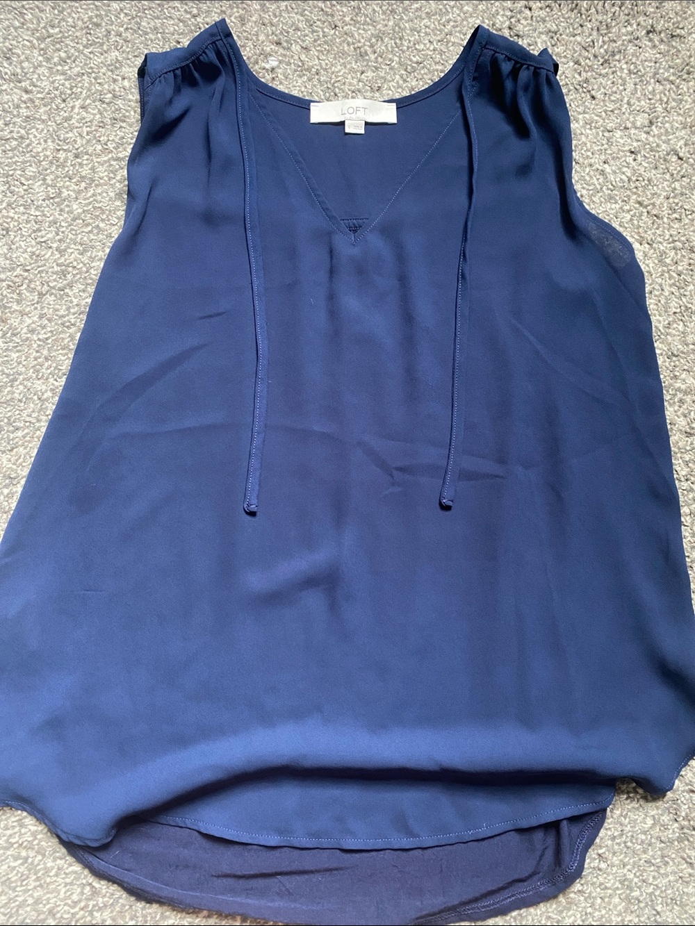 LOFT Navy Tie-Front V-Neck Sleeveless Shell